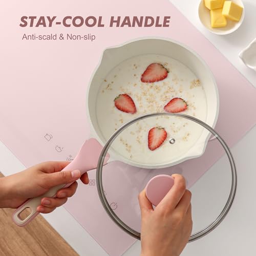 Ceramic Nonstick Saucepan with Double Pouring Spout