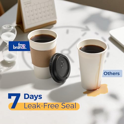 500 Pack 16 oz Disposable Coffee Cups with Lids (500 Count)