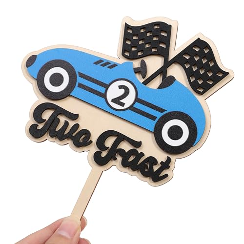 Wooden Two Fast Cake Topper