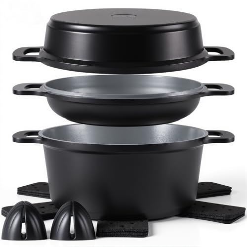 8 Piece Ceramic Nonstick Cooking Pot Set with Lid