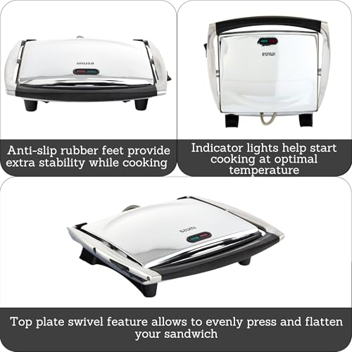 12 x 10 Inch Stainless Steel Electric Panini Press Ceramic