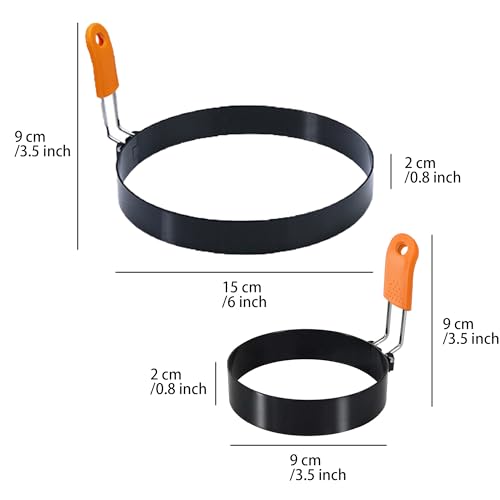 3.5" Egg Rings 6“ Pancake Mold with Silicone Handle (6 Count)