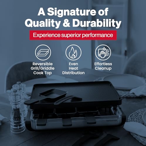 Classic Raclette Party Grill with Reversible Cast Aluminum Non