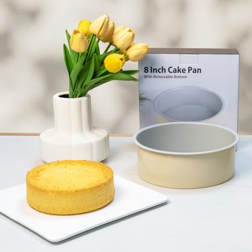 8 inch Cake Pan Removable Bottom Carbon Steel with Nonstick Coating Chiffon Cake Tin Round Shaped Cheese Cake Mould for Baking