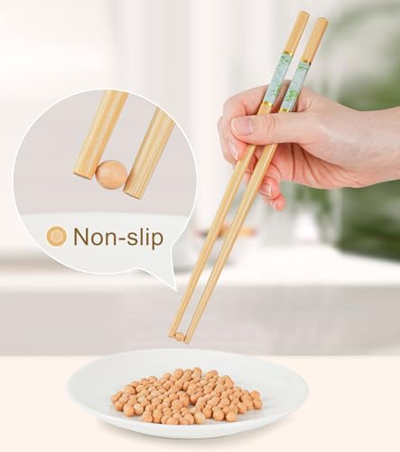 10Pairs Bamboo Chopstick Reusable Wooden Chop Sticks Washable Chinese Style 9.5Inch (10 Count)