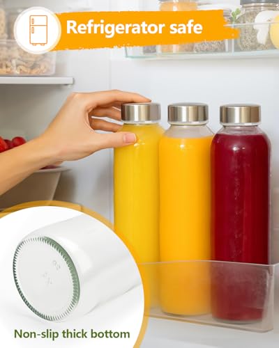 Clear Glass Water Bottles with Stainless Steel Lids 32 oz (3 Count)