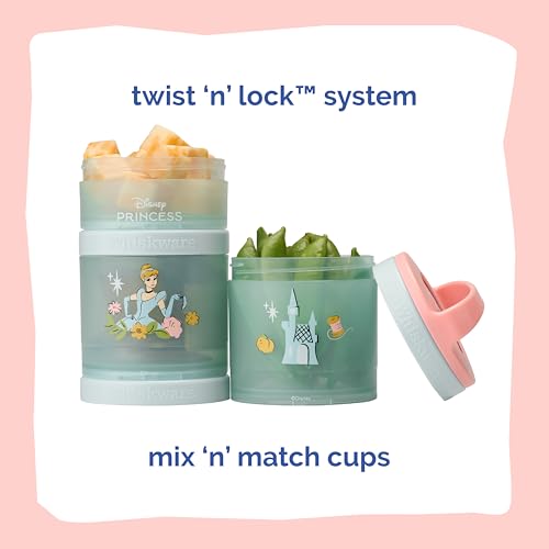Cinderella) DiSNEY PRINCESS Whiskware Stackable Snack Pack - 3 Jar + Handle - Pink/Blue/Blue