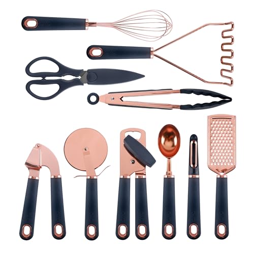 Kitchen Gadget Set Copper Plated Stainless Steel Utensils with Soft Touch Handles