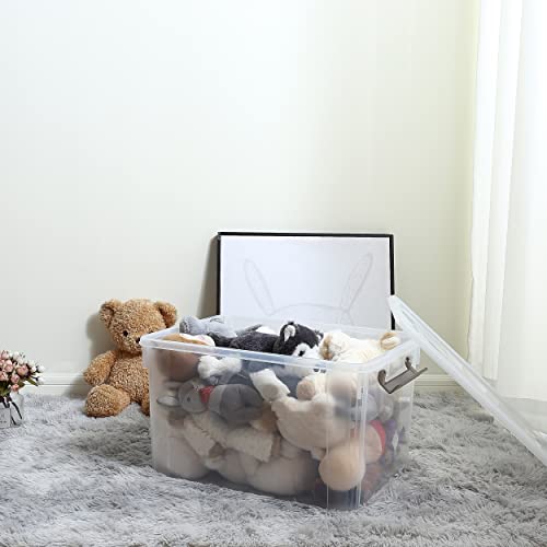 Citylife 58.1 QT Plastic Storage Bins with Latching Lids Stackable Storage Containers for Organizing Large Clear Storage Box for Garage (8 Count)