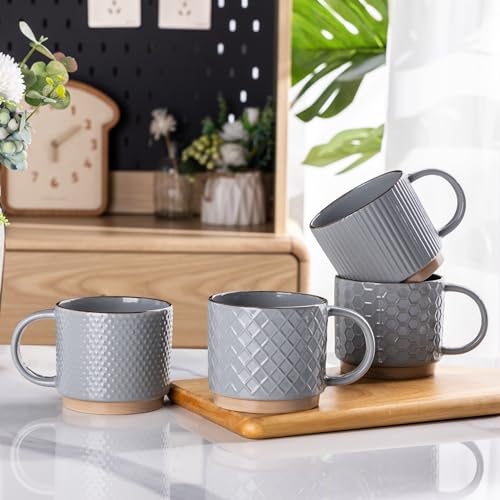 12 OZ Stackable Coffee Mugs Set of 4 (4 Count)