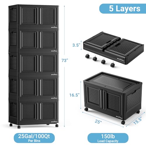500Qt Stackable Storage Bins with Lids (5 Count)