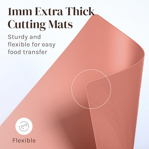 Extra Thick Pastel Flexible Plastic Cutting Board Mats with Food Icons & EZ (6 Count)