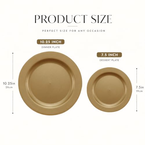 102 Pcs Solid Dark Gold Plastic Plates (51 Count)