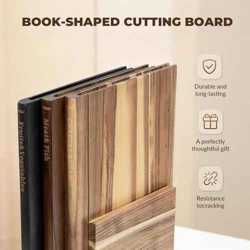 Book Cutting Board Set with Stand (3 Count)