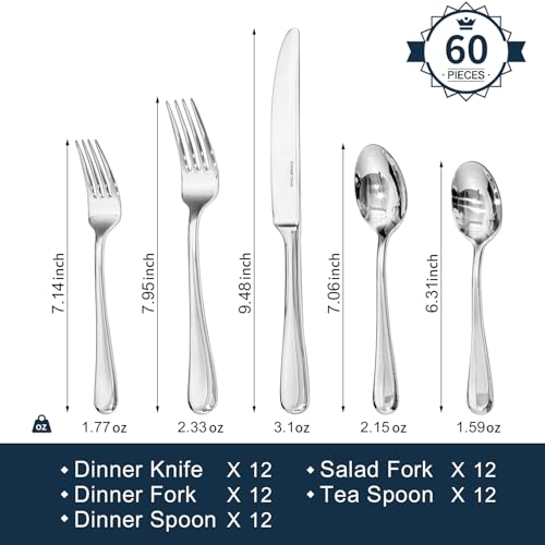 Silverware Set for 12 (60 Count)