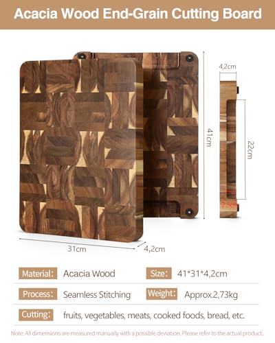 Large Thick End Grain Acacia Wood Cutting Board