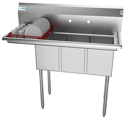 SC101410 12L3 3 Compartment Stainless Steel NSF Commercial Kitchen Sink with 1 Drainboard