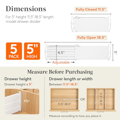 5" Tall Drawer Dividers (5 Count)