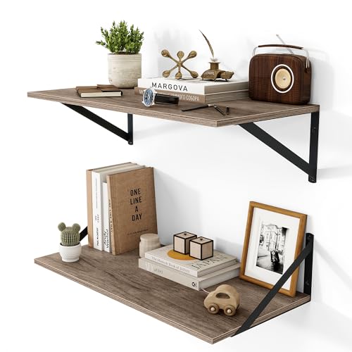 24W x 12D Deep Floating Shelves Set of 2 Grey (2 Count)