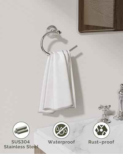Chrome Towel Ring Wall Mounted for Bathroom (2 Count)
