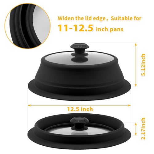 Collapsible Microwave Splatter Lid with Vented Tempered Glass Cover Wok Lid for Microwave Safe