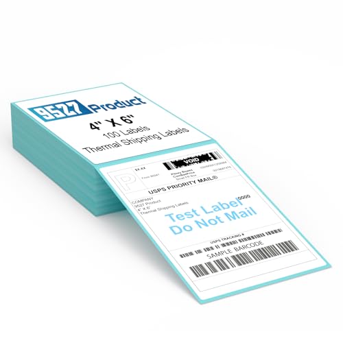 Fanfold 4 x 6 Direct Thermal Labels with Blue Background Paper Perforated Shipping Labels for Thermal Printers