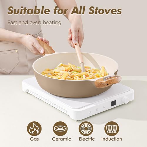 Ceramic Nonstick Frying Pan Skillet with Lid
