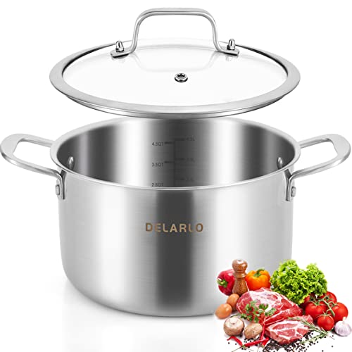 Tri ply Stainless Steel 5 Quart Heavy Duty Induction Stock Pot