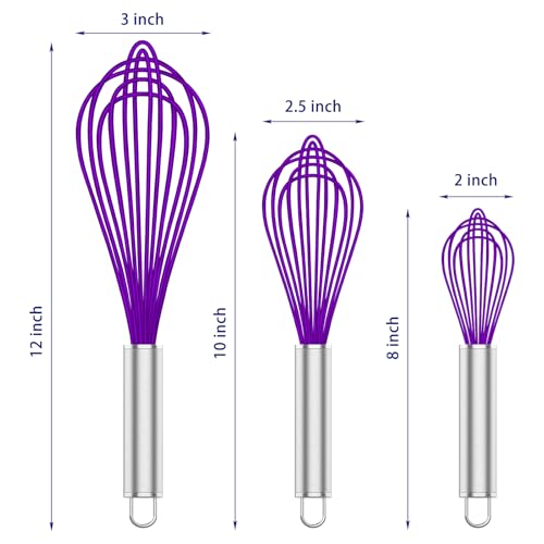 Purple Silicone Whisk Set of 3
