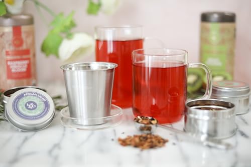 Premium Borosilicate Glass Mug with Stainless Steel Loose Leaf Tea Infuser and Lid
