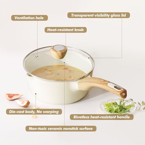 Ceramic Nonstick Sauce Pan with Lid