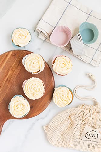 Reusable Silicone Baking Cups Silicone Muffin Liners for Cupcakes (12 Count)