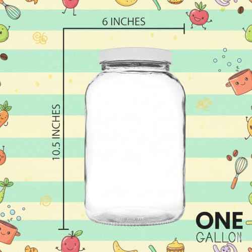 1 Gallon Glass Jar Wide Mouth with Airtight Foam Lined Plastic Lid (3 Count)