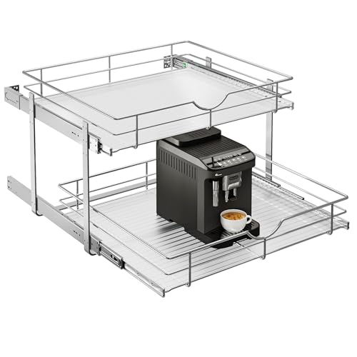 2 Tier Kitchen Cabinet Pullout Shelf and Drawer Organizer