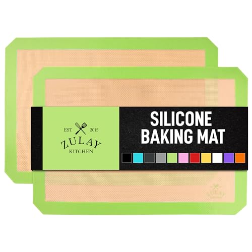 2 Pack) Silicone Baking Mat Sheet Set - Reusable Baking Mat Nonstick - Half Sheet Baking Mat For Oven - 16.5" x 11.6" (Light Green) (2 Count)
