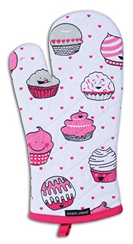 Oven Mitts Set of 1 Quilted Liner with Hanging Loop Non Slip (2 Count)