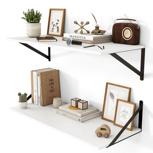28W x 12D Deep Floating Shelves Set of 2 White (2 Count)