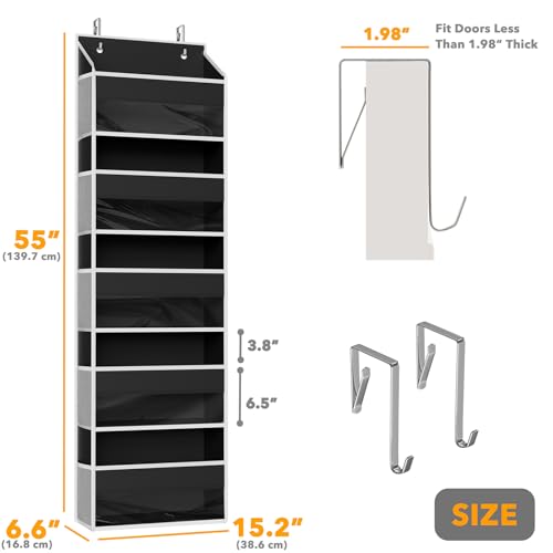 1 Pack Over The Door Organizer with 5 Large Pockets and 10 Mesh Side Pockets