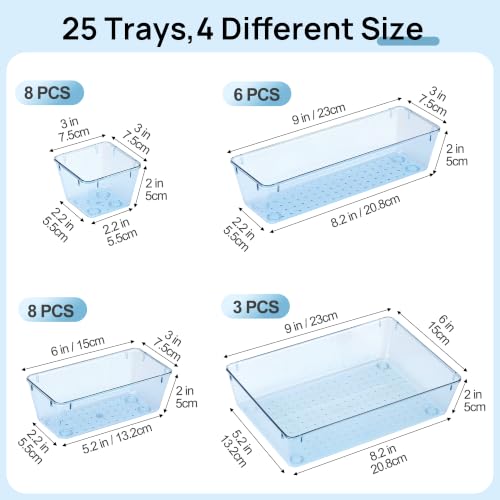 25 Pack Plastic Drawer Organizers with Non (25 Count)