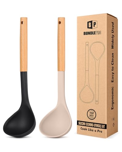 Silicone Soup Ladle with Wooden Handle (2 Count)