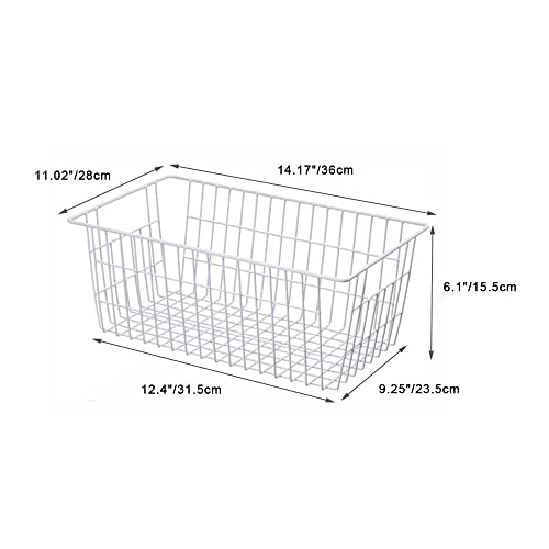 Large Freezer Baskets Metal Storage Organizer Bin Basket Wire Storage Basket for Kitchen Pantry Bathroom Set of 3 Large Metal Farmhouse Food Fruit Produce Organizer Bins (3 Count)