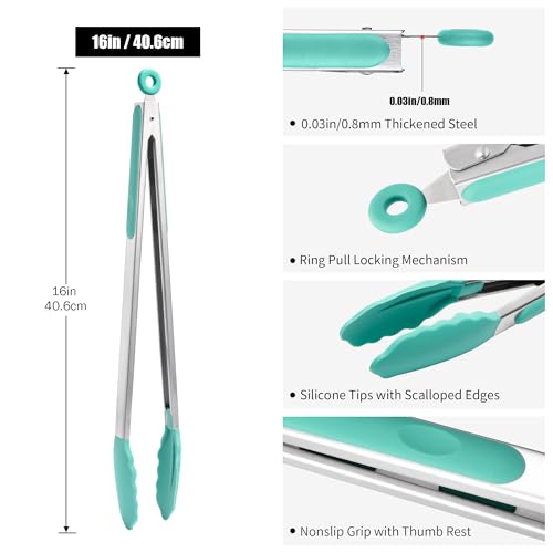 Kitchen Tongs with Silicone Tips for Cooking Serving