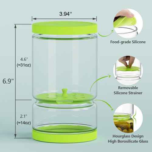 Glass Pickle Container with Strainer (2 Count)