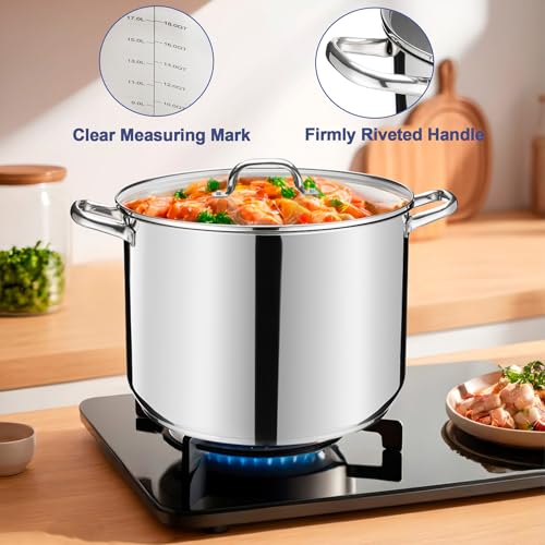 20 QT Stainless Steel Large Stock Pot