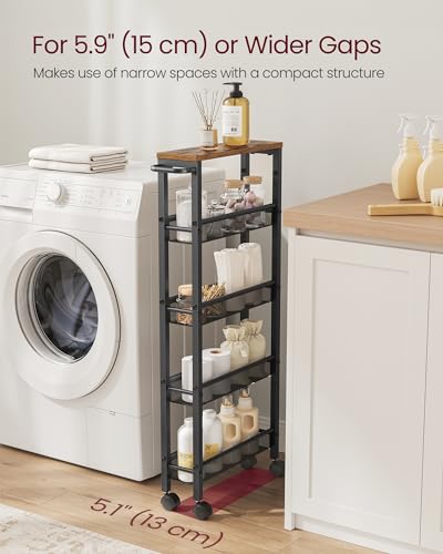5 Tier Slim Rolling Storage cart with Wheels