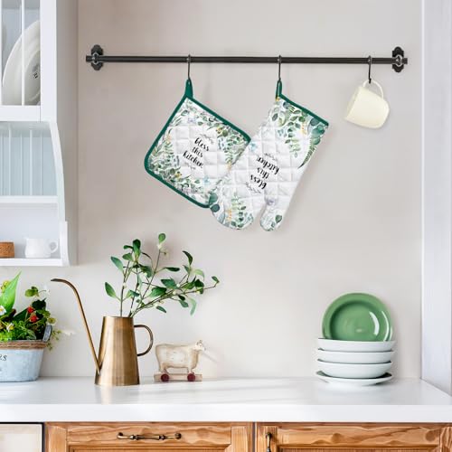 Eucalyptus Leaf Oven Mitts and Pot Holders Set
