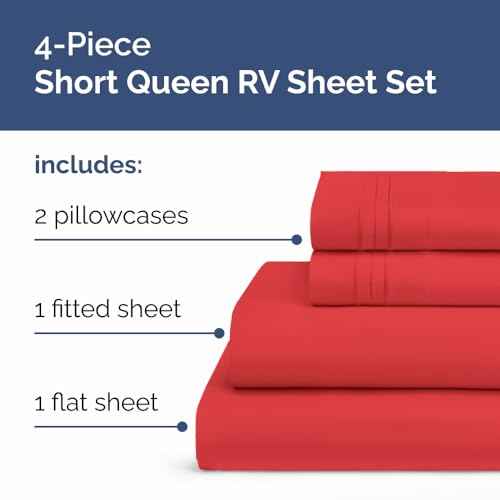 Short Queen Size 4 Piece Bed Sheet Set