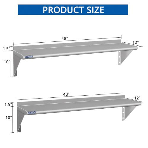 HARDURA Stainless Steel Shelf 12" X 48" (2 Count)