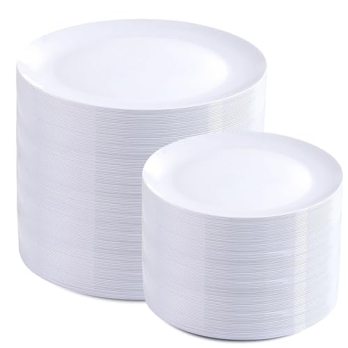 200 Pieces White Plastic Plates Disposable (200 Count)