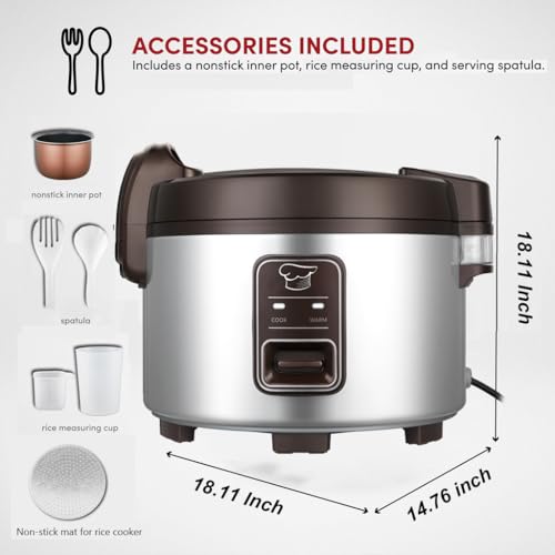15.8QT Large Commercial rice cooker & warmer 84 cups cooked rice